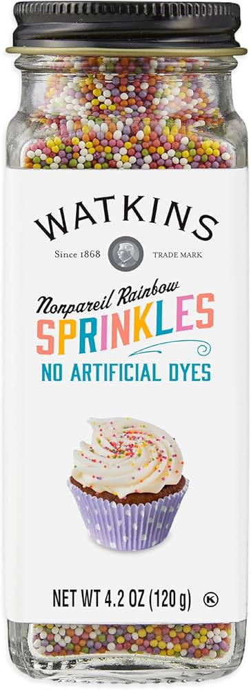 Watkins Gourmet Decorating Sprinkles, Rainbow Nonpareils, 4.2 Oz. Jar, 1 Count | Amazon (US)