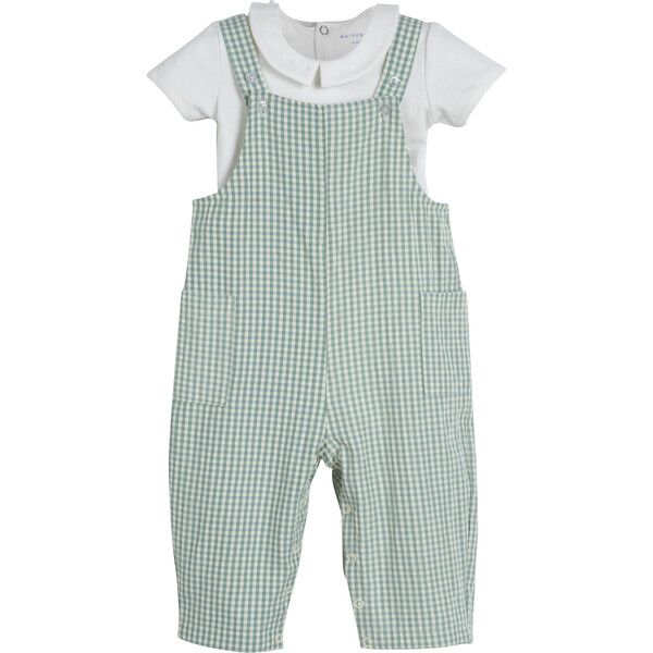 Baby Mattias Overall & Bodysuit Set, Sage Gingham | Maisonette