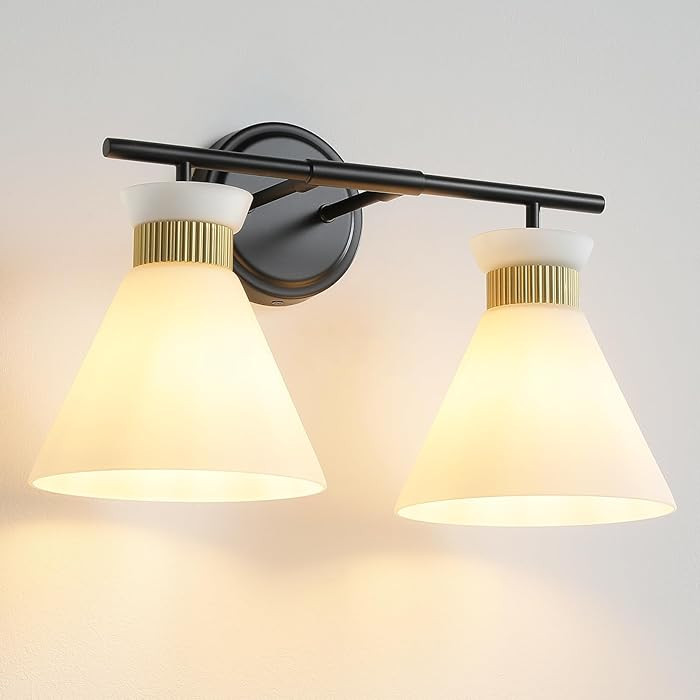 WOSHITU Bathroom Vanity Light Fixtures: 2-Lights Mid Century Modern Vanity Lights for Bathroom, B... | Amazon (US)