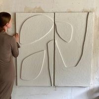 Set Of 2 | Modern Organic Wall Art 3D Wabi Sabi Sculpture Neutrals Beige Texture Painting Japandi Minimal Home Decor Greyya Jay | Etsy (US)