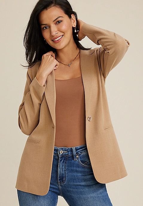 One Button Boyfriend Blazer | Maurices