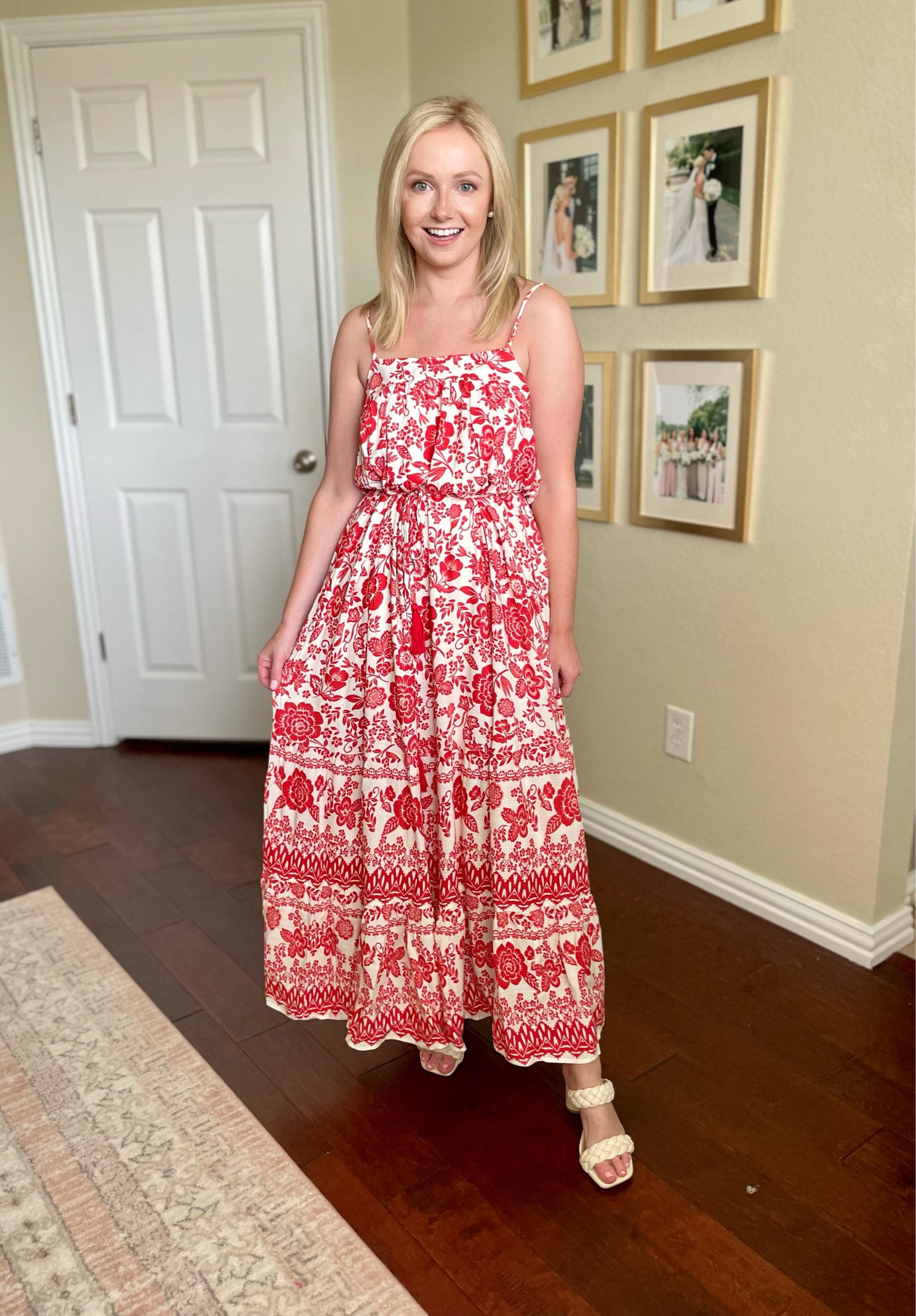 Wearing a small | maxi dress, red dress, summer dress, red and white dress, vacation dress 

#LTKstyletip #LTKSeasonal #LTKFind