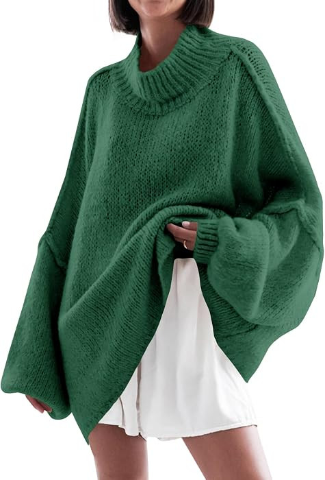 Saodimallsu Womens Oversized Sweaters Mock Neck Fall Winter Tunic Sweater | Amazon (US)