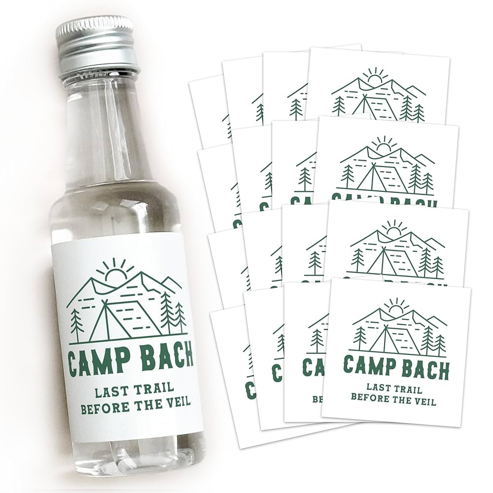 Amazon.com: Camp Bach Liquor Labels - 50 mL Camp Bachelorette Party Favor Stickers, Bachelorette ... | Amazon (US)