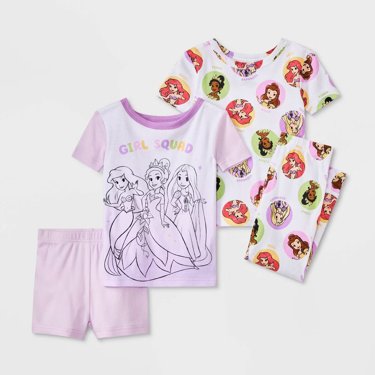 Toddler Girls' 4pc Snug Fit Disney Princess Cotton Pajama Set - Purple 3T | Target