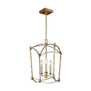 Feiss Thayer 3-Light Antique Guild Traditional Transitional Small Hanging Candlestick Chandelier ... | The Home Depot