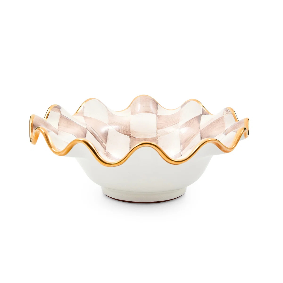 Mocha Check Ceramic Fluted Breakfast Bowl | Wayfair North America