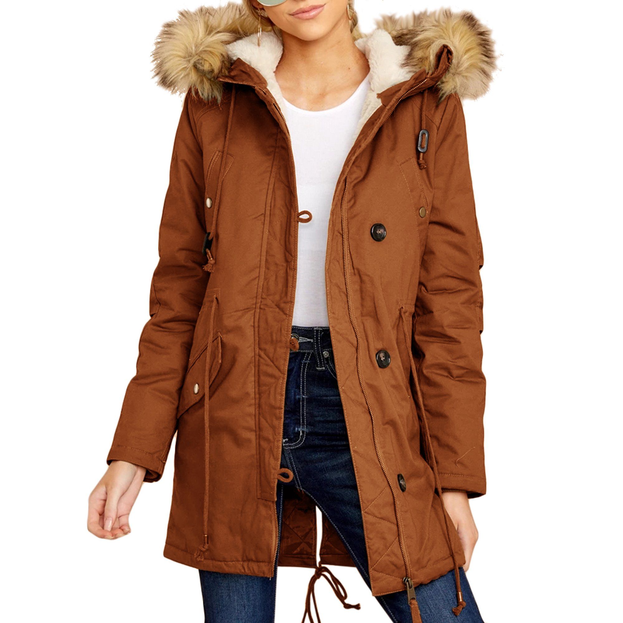 Womens Long Hooded Parka Jackets Zip Up | Walmart (US)