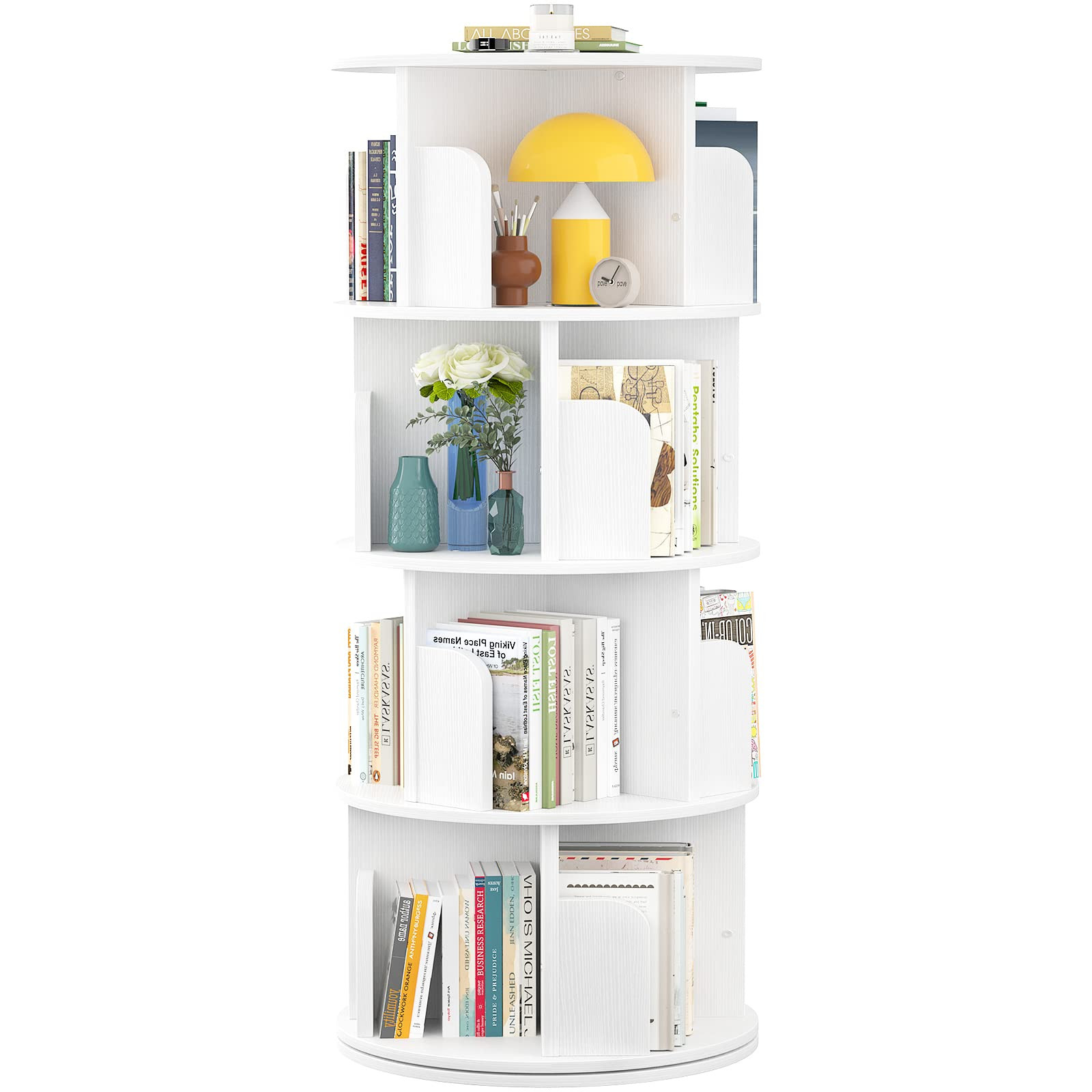 Aheaplus Rotating Bookshelf, Small Corner Bookshelf for Small Space, 360 Display 4 Tier Floor Sta... | Amazon (US)