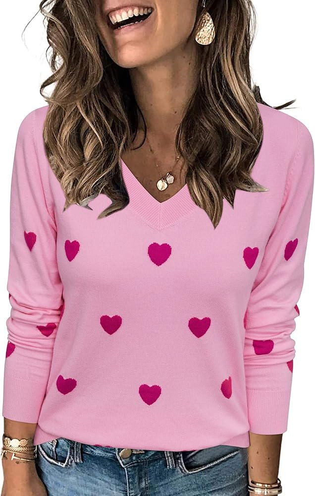 Arach&Cloz Women 2025 Fashion V Neck Long Sleeve Shirts Blouse Knit Casual Pullover Spring Sweate... | Amazon (US)