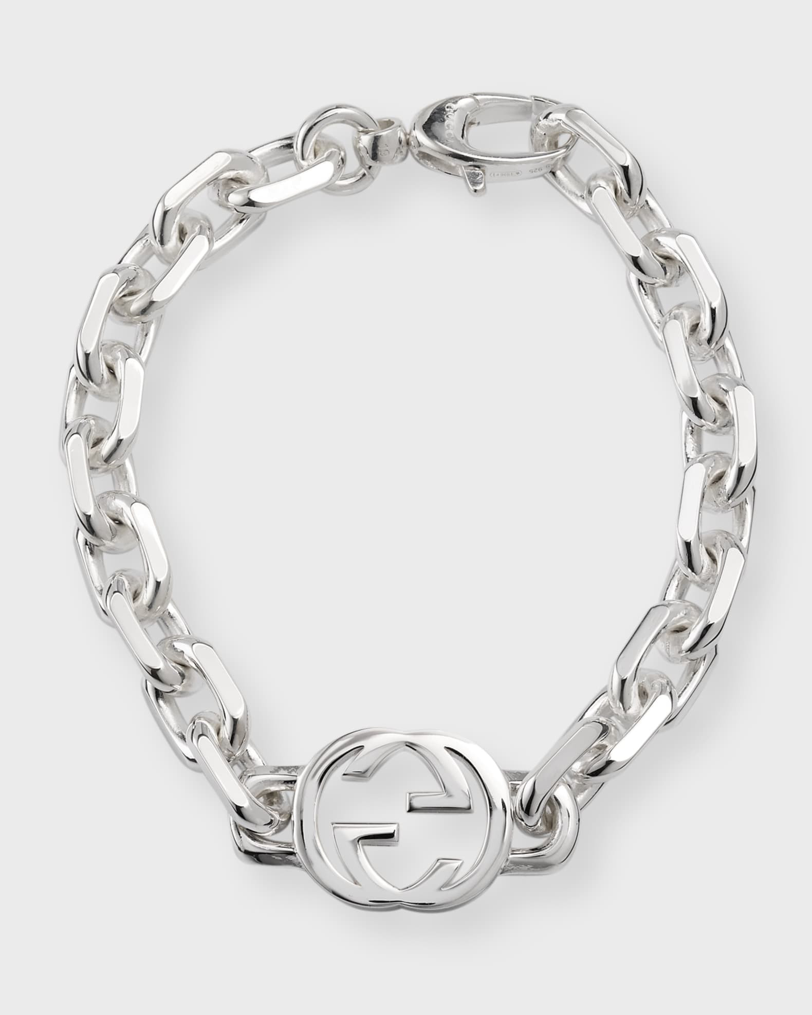 Gucci Men's Sterling Silver Interlocking G Link Bracelet | Neiman Marcus