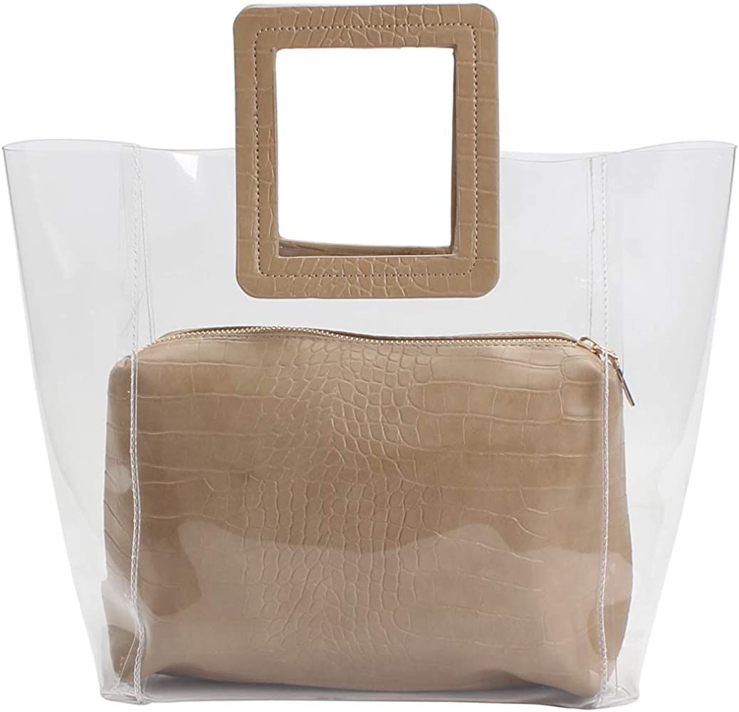Poxas Womens Transparent Shoulder Bags Clear Tote PVC Handbag Jelly Purse Waterproof Bag | Amazon (US)
