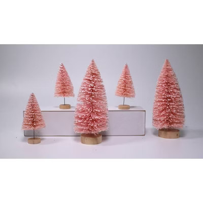 5ct Glitter Bottlebrush Trees Pink - Bullseye's Playground™ | Target