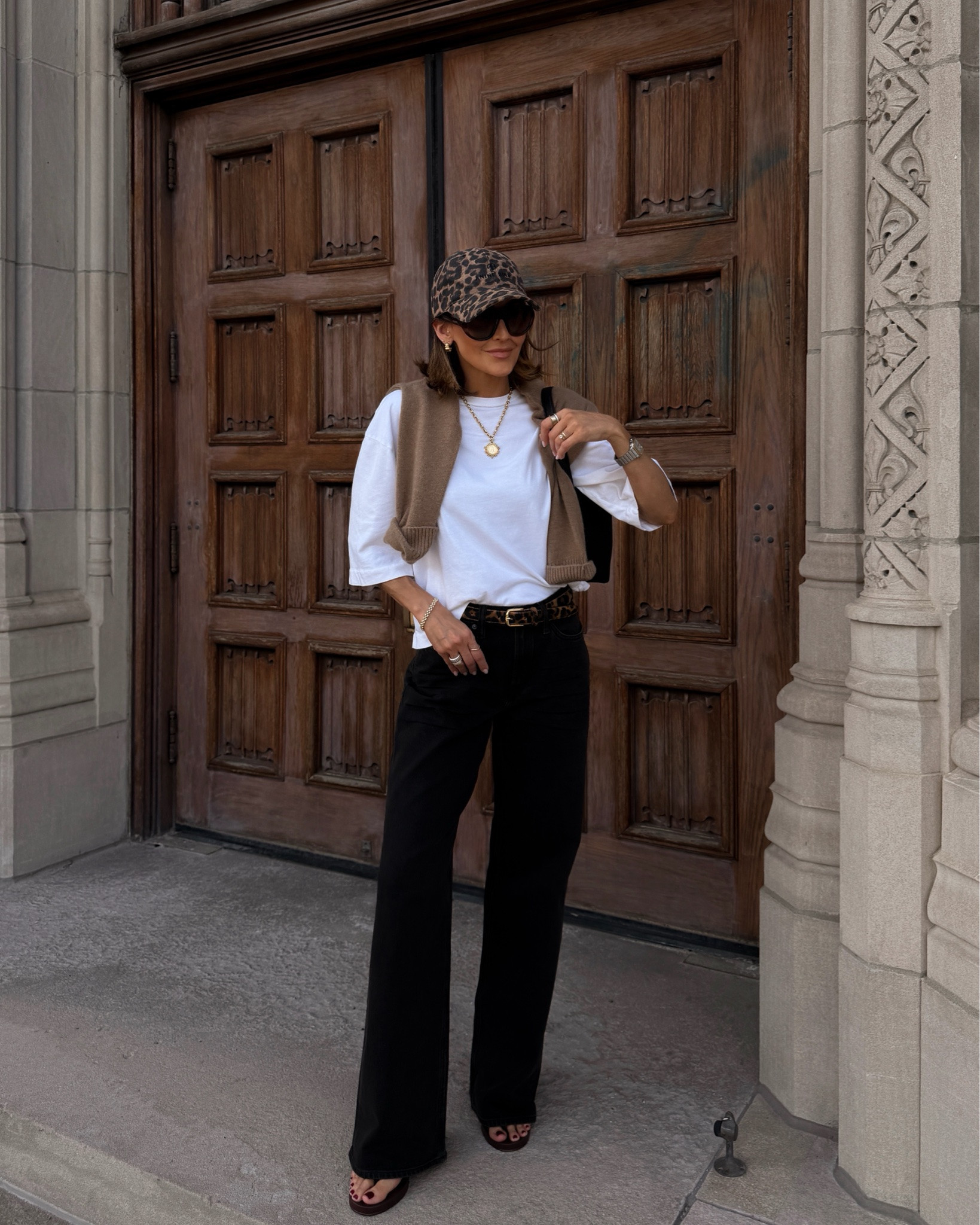Fall formula: wide leg jeans + white tee + animal print accessories 🐆🤎  comment SHOP and I’ll send you all the links! 

These are great year-round staples and great investment pieces to own! Jeans 25/xs tee and xs/s belt - all fit a bit oversized!

#LTKootd #LTKgrwm #LTKSeasonal