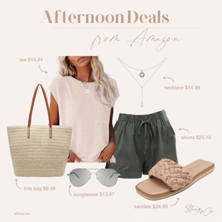 Everything here is on sale! I’ve paired a stylish tee with tie waist shorts, slide woven sandals, a straw tote bag, aviator sunglasses, and a silver layered necklace. 

Ootd, Amazon fashion, summer outfit, tall friendly outfit 

#LTKshoecrush #LTKfindsunder50 #LTKstyletip