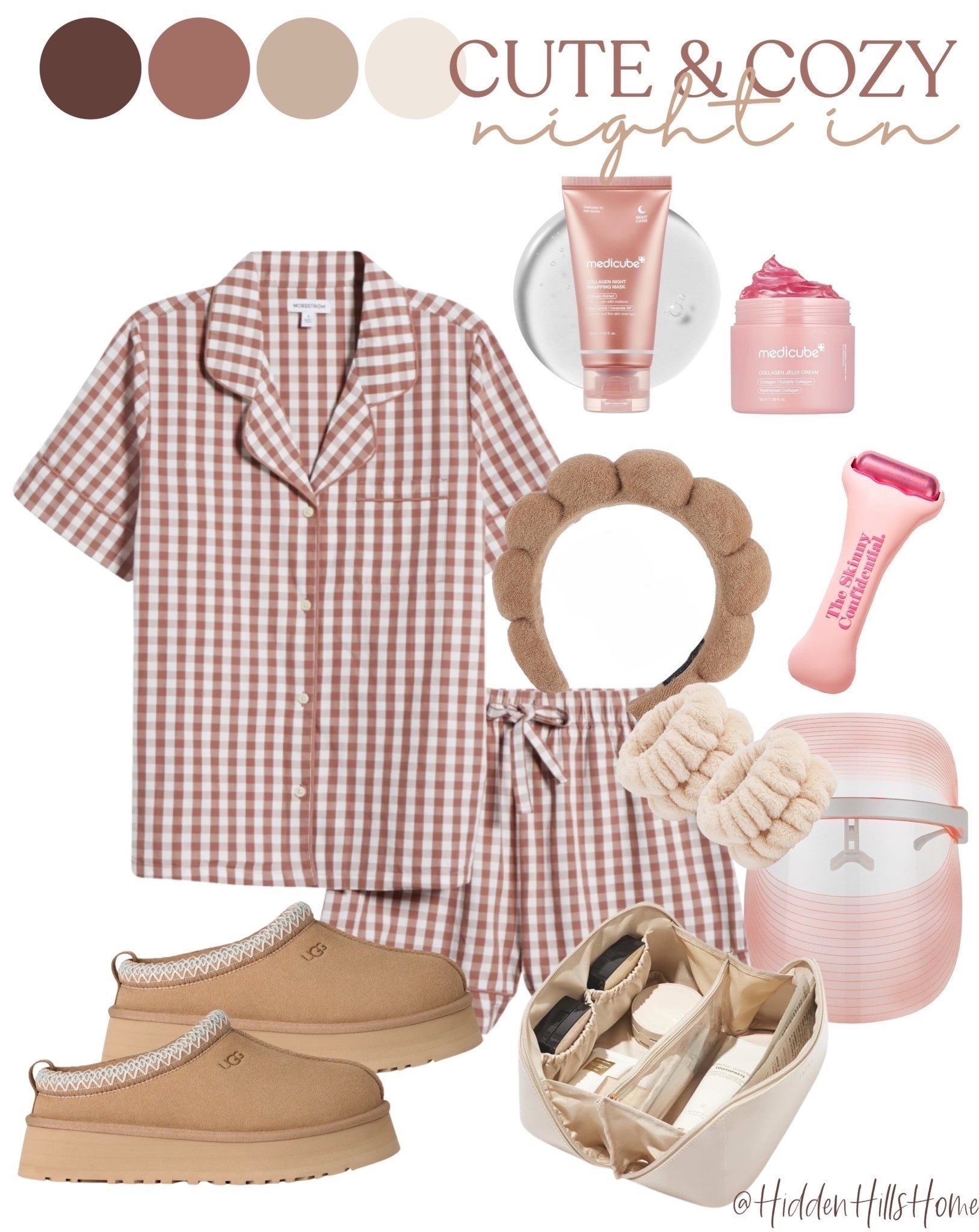 Cozy night in outfit! Pajama set, cute outfit, self care, skincare