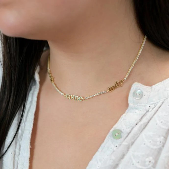 Custom Tennis Chain My Mantra / Name Necklace | The Sis Kiss