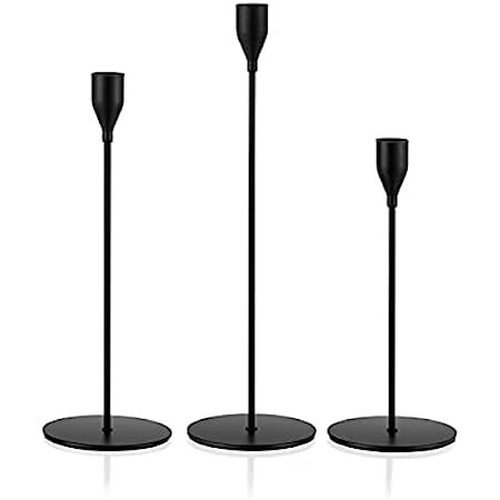 Matte Black Candle Holders Set of 3 for Taper CandlesDecorative Candlestick Holder for Wedding, Dinn | Amazon (US)