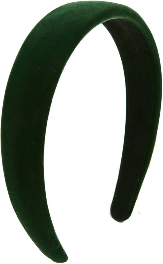 Green Velvet Padded Headbands for Women Christmas Headbands Fashion Non slip Comfortable headbands for women Head Bands for Women (Green, one size) | Amazon (US)
