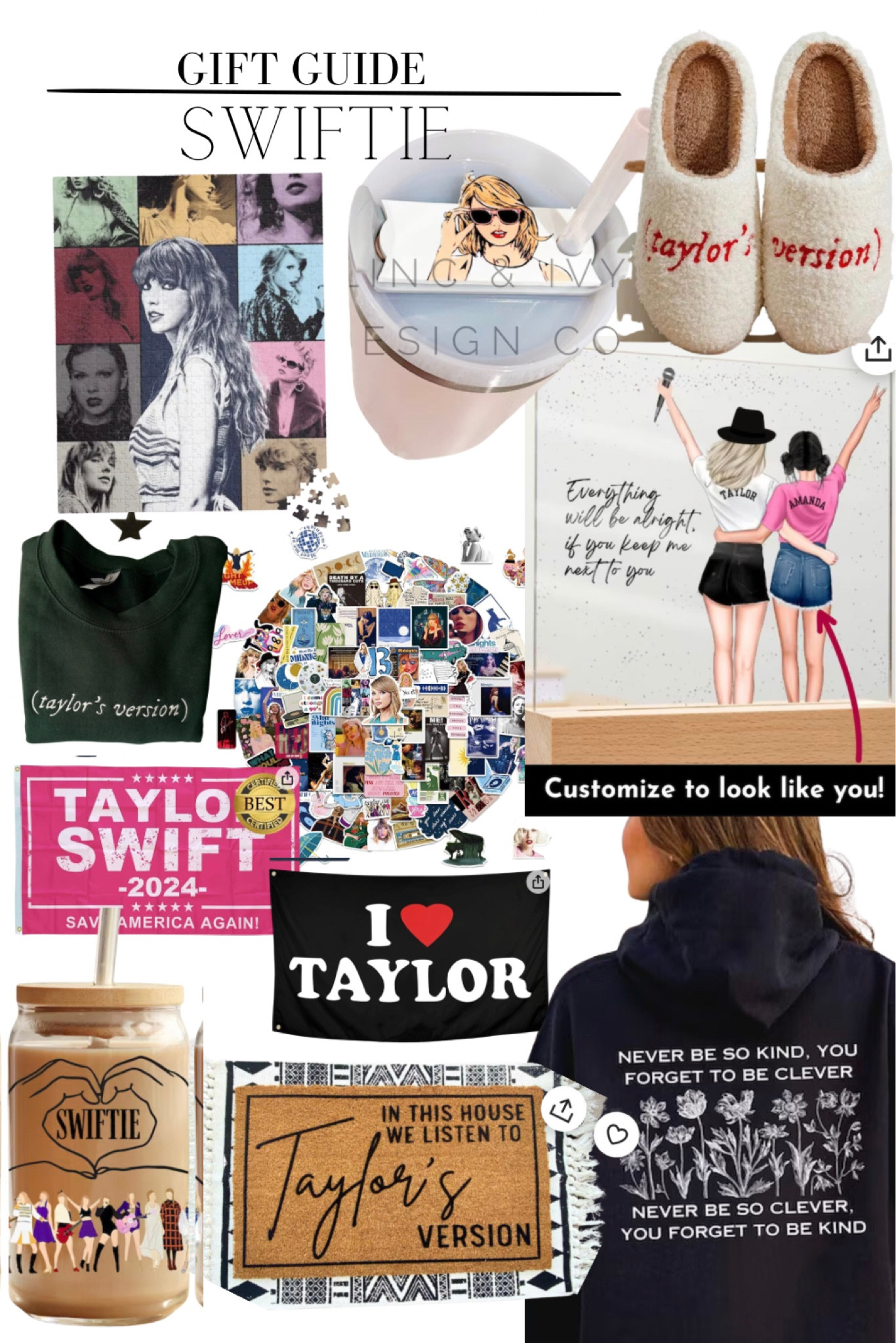 Taylor swift gift guide 

Teen girl 
Teen girl gift guide 
Swiftie 
Christmas 
Christmas gift guide 
Taylor swift gift 
Amazon gift 
Gifts for swifties 
Swifties 
Gift guide 
Taylor 
Sweatshirt
Custom gift 
Puzzle gift 
Amazon 
Etsy gift 
Taylor swift 

#LTKSeasonal #LTKGiftGuide #LTKHoliday