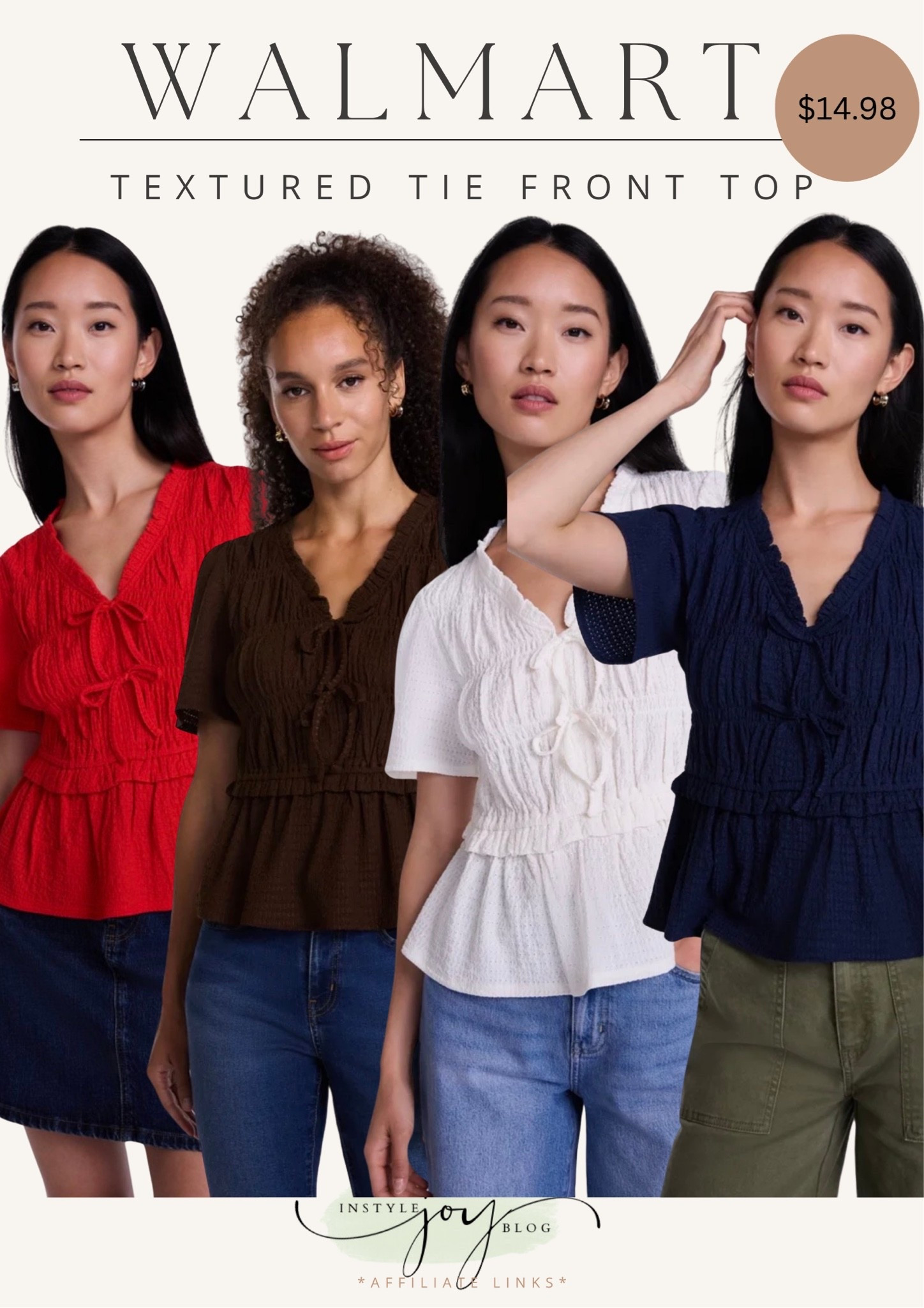 Walmart✨ Scenario Women's and Women's Plus Textured Tie Front Top, Sizes XS-4X

#LTKgrwm #LTKSeasonal #LTKWorkwear
