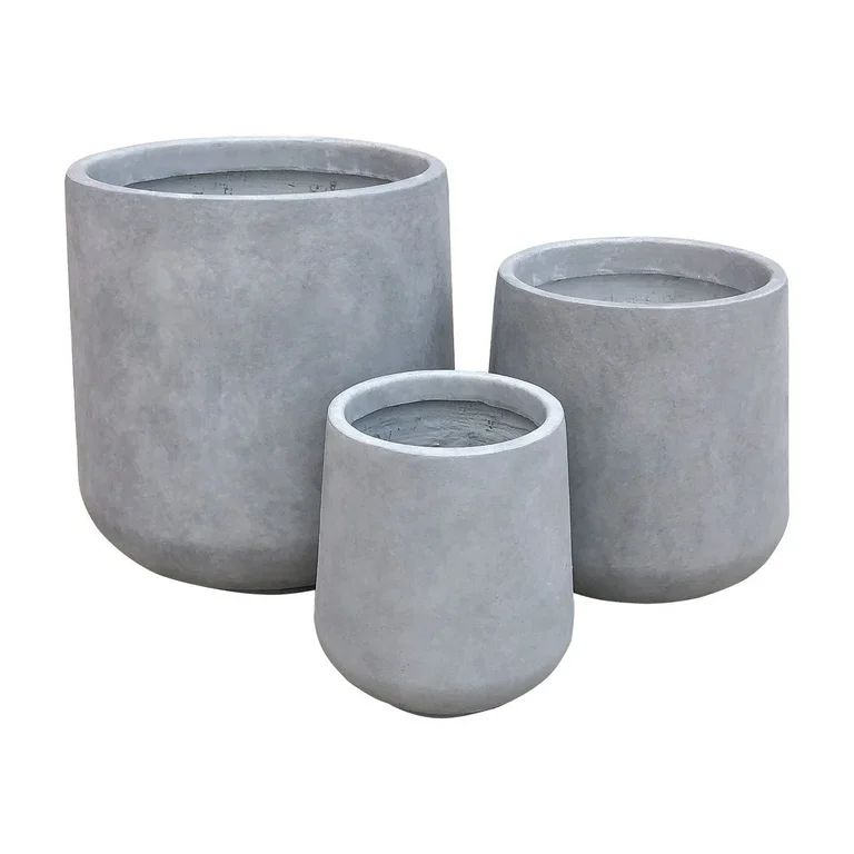 Kante  Round Concrete Planter (Set of 3 Sizes), Outdoor/Indoor(Concrete Grey) White | Walmart (US)