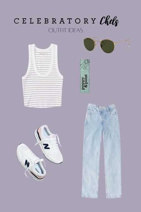 Striped scoopneck tank
Ray-bans sunglasses
Mint lip balm
Beauty products
Criss-cross jeans 
New balance sneakers
Casual outfit
Effortless style 
Travel outfit 

#LTKstyletip #LTKtravel #LTKbeauty