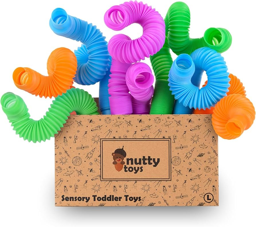 nutty toys Pop Tubes Large 4pk Sensory Toddler Toys - Fine Motor Skills Learning for Kids - Top A... | Amazon (US)