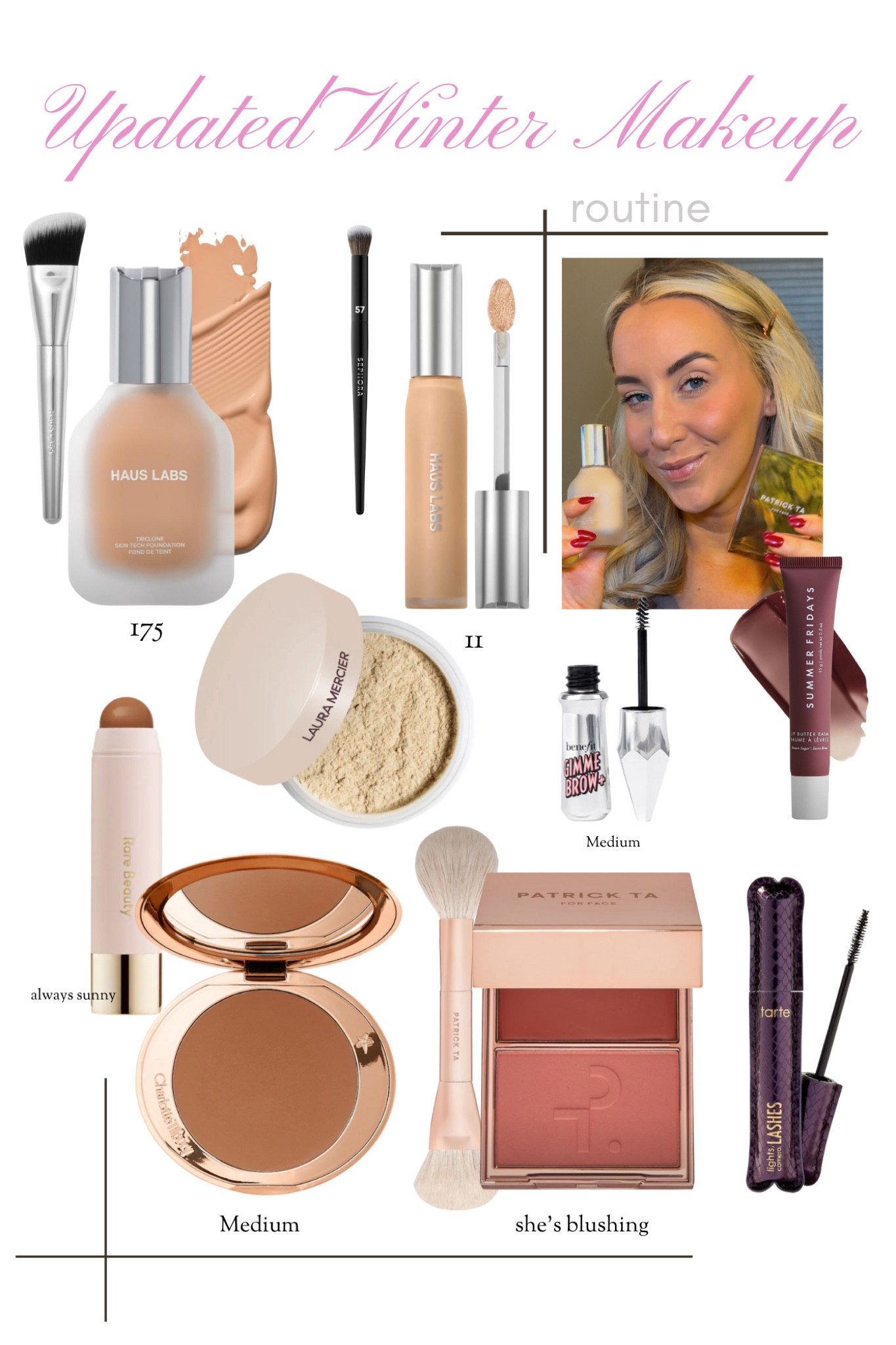 *updated* winter makeup routine ❄️ 

The Haus Labs foundation is AMAZING for colder/drier climates - instantly hydrates your skin 👌🏻 

Spanx:
15% off: KYLIEXSPANX 
Top: M
Bottoms: L

#LTKFindsUnder50 #LTKBeauty #LTKSeasonal