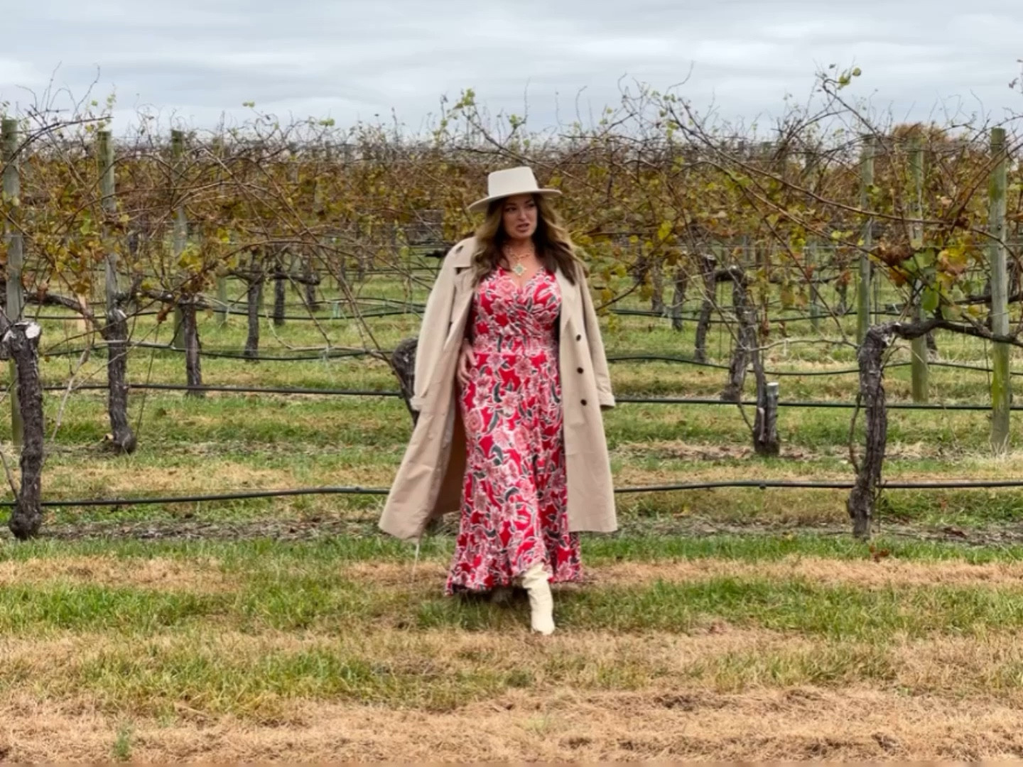 Red maxi and trench with winter white suede bolero and embossed leather boots.
Perfect for wine country.. We found a beautiful red with hints of chocolate that we brought home.

Videoographer: @spapulence

#LTKSeasonal #LTKstyletip #LTKHoliday