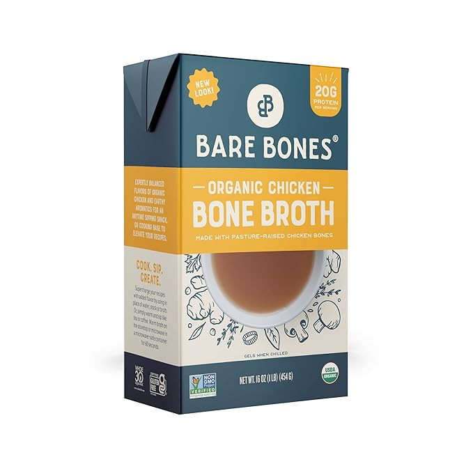 Bare Bones, Organic Chicken Bone Broth, 16 Ounce | Amazon (US)