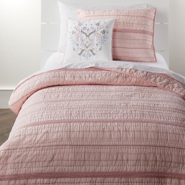 Pattern Play Pink Full/Queen Quilt | Crate & Barrel