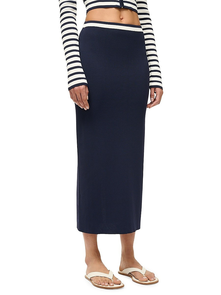 Staud Women's Karina Knit Body-Con Midi-Skirt - Navy White - Size XS | Saks Fifth Avenue OFF 5TH