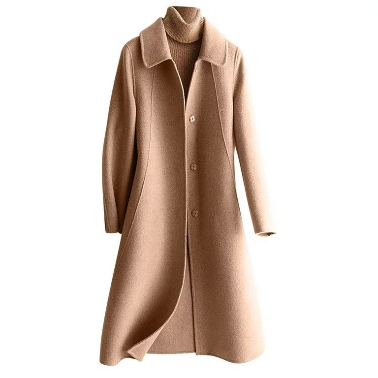 Aofany Women's Fall And Winter Long Sleeved Solid Color Loose Cardigan Long Jacket With Style Coa... | Walmart (US)