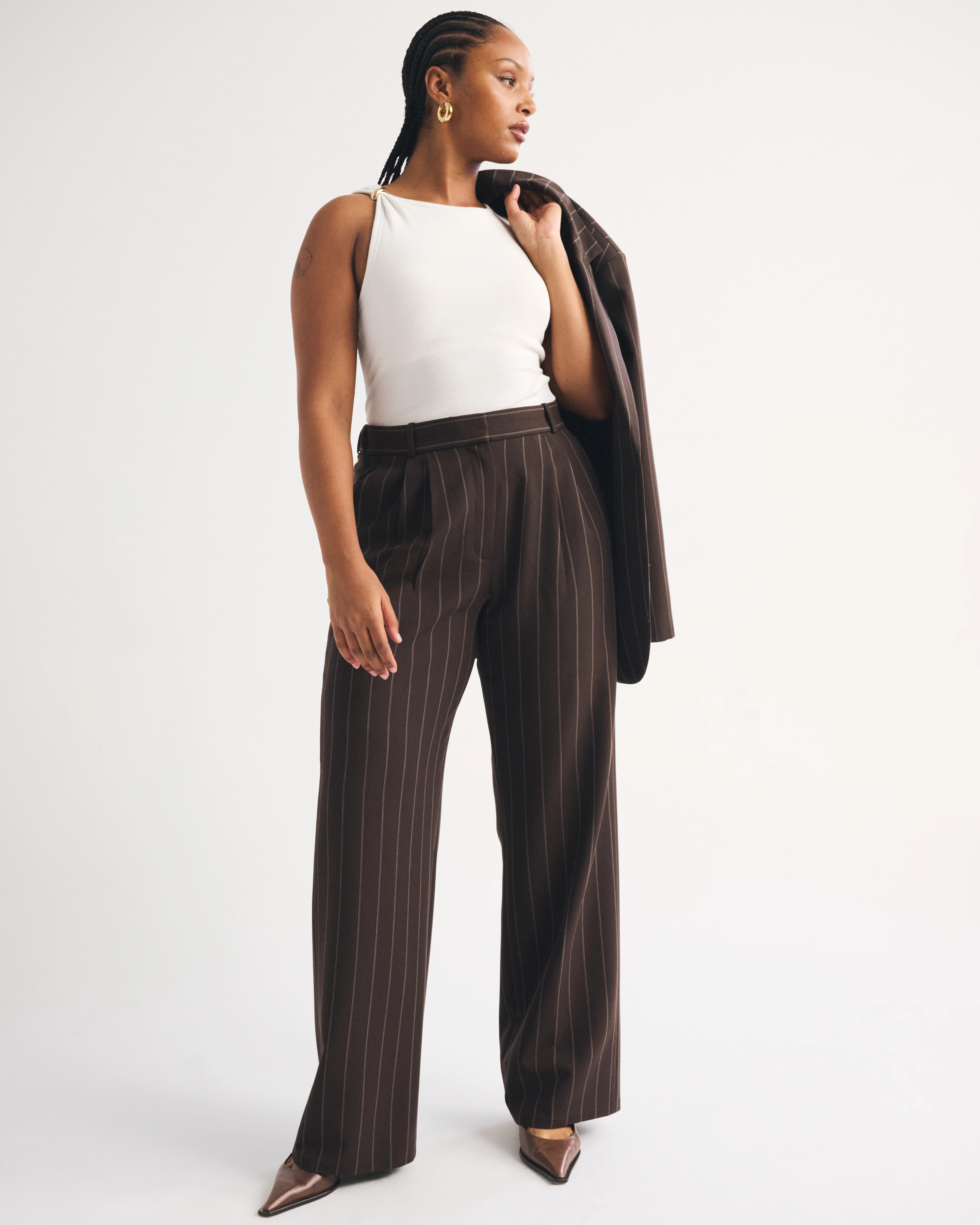 Curve Love A&F Sloane Tailored Wide Leg Pant | Abercrombie & Fitch (US)
