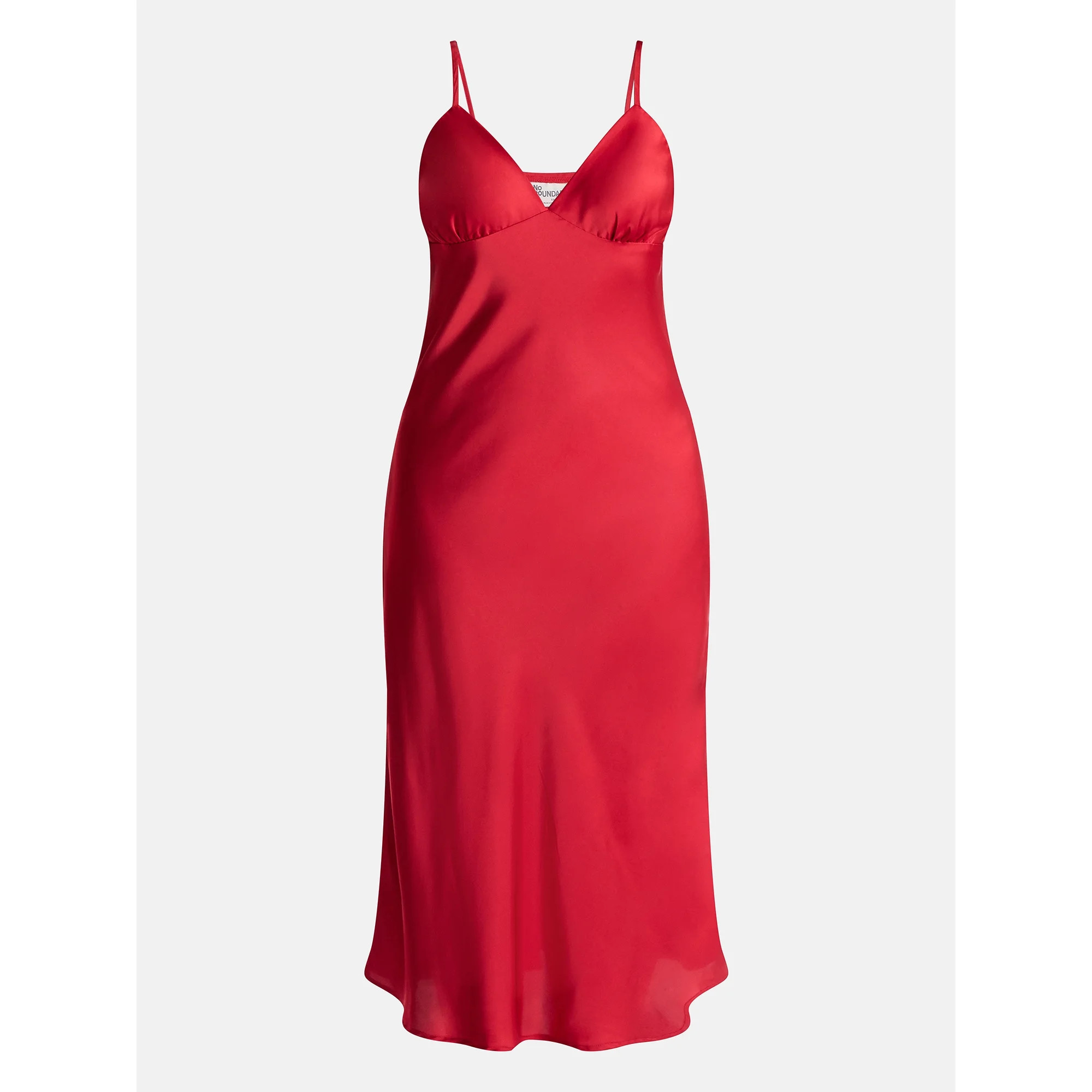 No Boundaries V-Neck Satin Maxi Dress with Scarf Set, 2-Piece, Women's | Walmart (US)