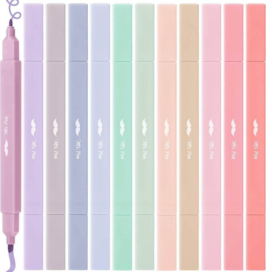 Mr. Pen- Dual Tip Aesthetic Highlighters, 12 Pack, Chisel & Fine Tips, Joyful Earth, Cute Highlig... | Amazon (US)