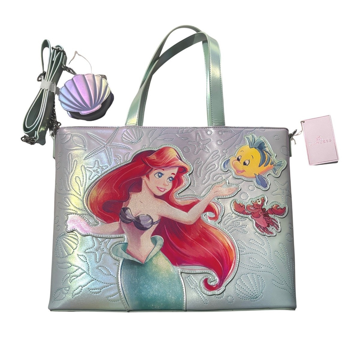 Disney Loungefly The Little Mermaid Ariel Iridescent Tote Bag Shell Coin Purse | eBay | eBay US