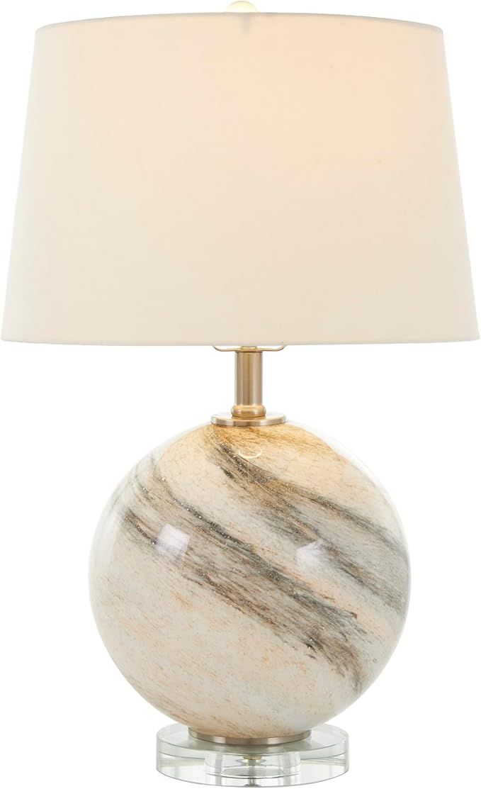 Deco 79 Glass Round Accent Lamp with Marble Inspired Design and Gold Accents, 14" x 14" x 23", Be... | Amazon (US)
