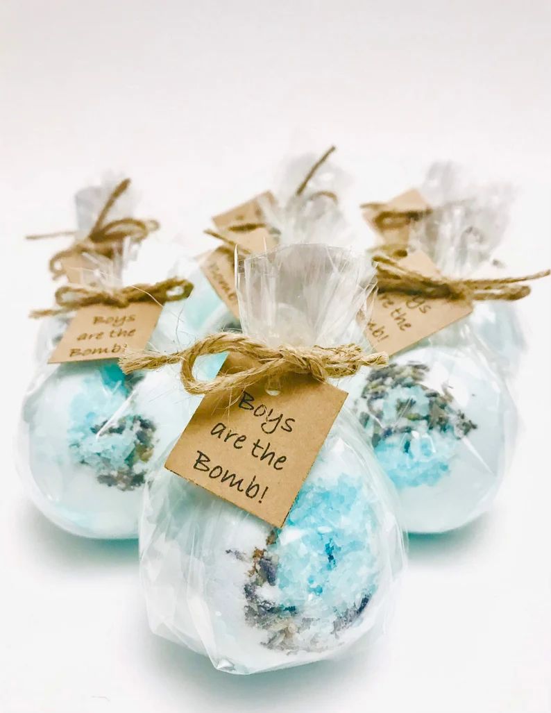 Baby Boy Shower Favors, Blue Lavender Party Favors, Personalized Favors, Mini Bath Bombs | Etsy (US)