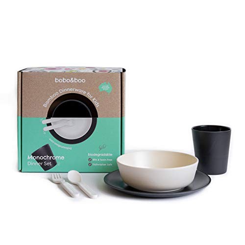 Bobo&Boo Bamboo 5 Piece Children’s Dinnerware, Monochrome, Non Toxic & Eco Friendly Kids Mealti... | Amazon (US)