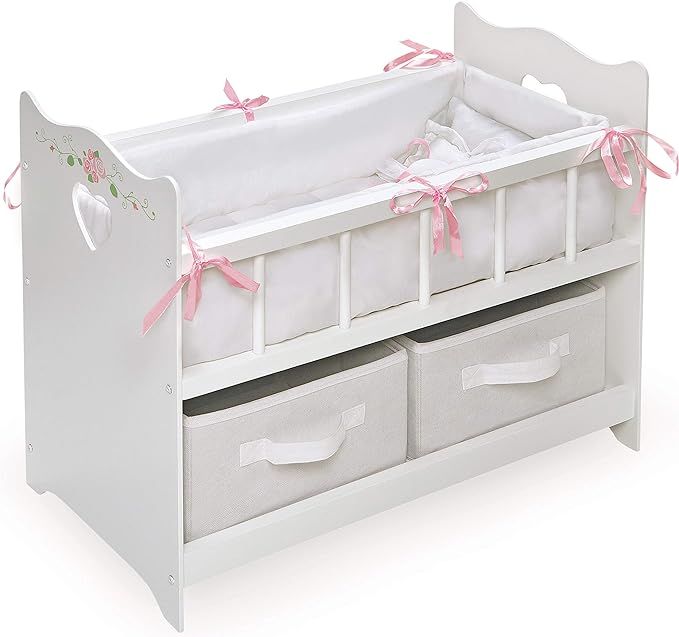 Badger Basket Toy Doll Bed with White Bedding, Storage Baskets, and Personalization Kit for 20 in... | Amazon (US)
