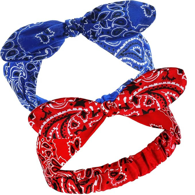 Hicarer 2 Pieces Bandana Headband for Women, Knot Retro Print Bandana Paisley Print Headband Adju... | Amazon (US)