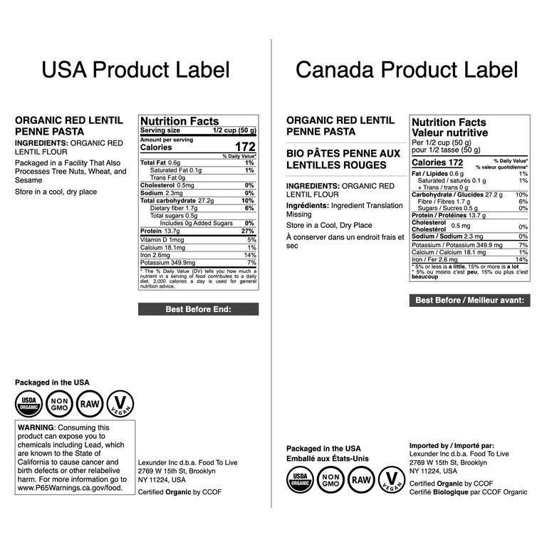 Organic Red Lentil Penne Pasta, 8.8 OZ (Pack of 1) – Non-GMO, Single Ingredient. No Additives. ... | Walmart (US)