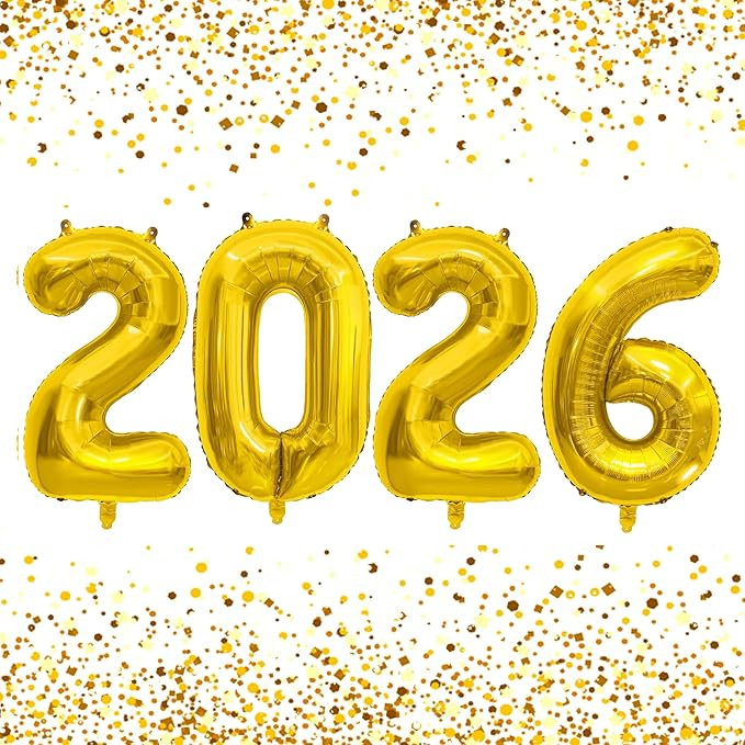2026 Balloons New Years Decorations - 40" Large 2026 Gold Foil Number Balloon New Years Eve Party... | Amazon (US)
