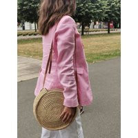 Round Crochet Crossbody Bag, Raffia Handmade Crochet Straw Round Boho Straw Bag | Etsy (US)