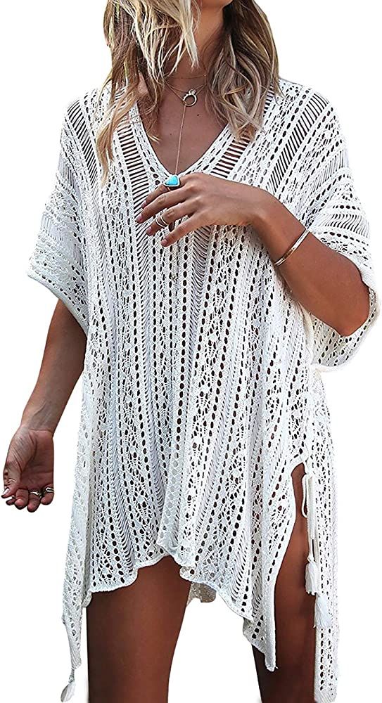 shermie Swimsuit Cover ups for Women V Neck Loose Beach Bikini Bathing Suit Cover up | Amazon (US)