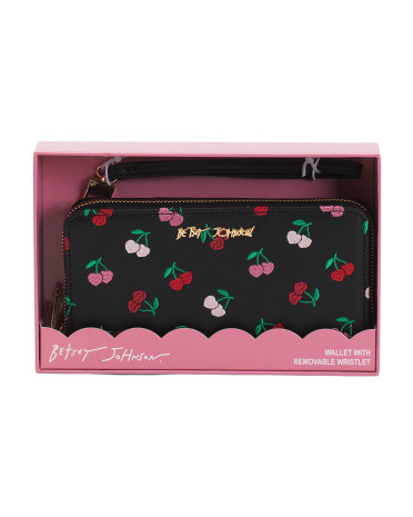 Cherries Embroidered Zip Around Wallet | TJ Maxx