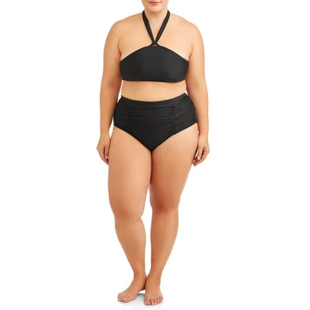 Terra & Sky Women's Plus Size Solid High Waist Swimsuit Bottom | Walmart (US)