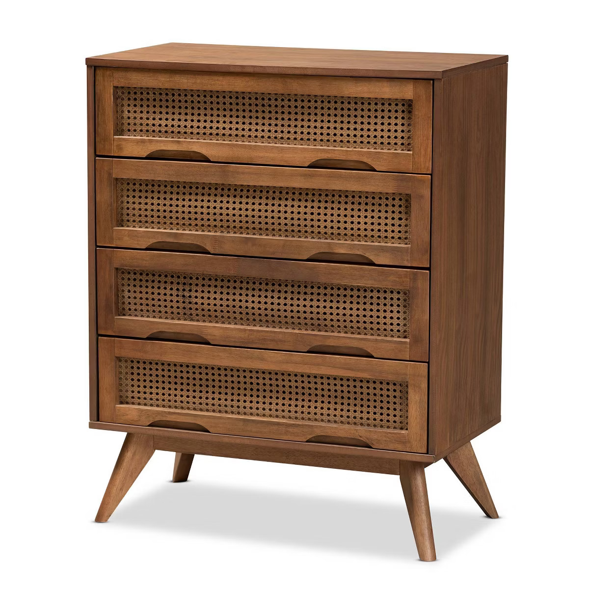 Barrett Wood & Synthetic Rattan Chest: 4-Drawer Storage for Bedroom - Baxton Studio | Target